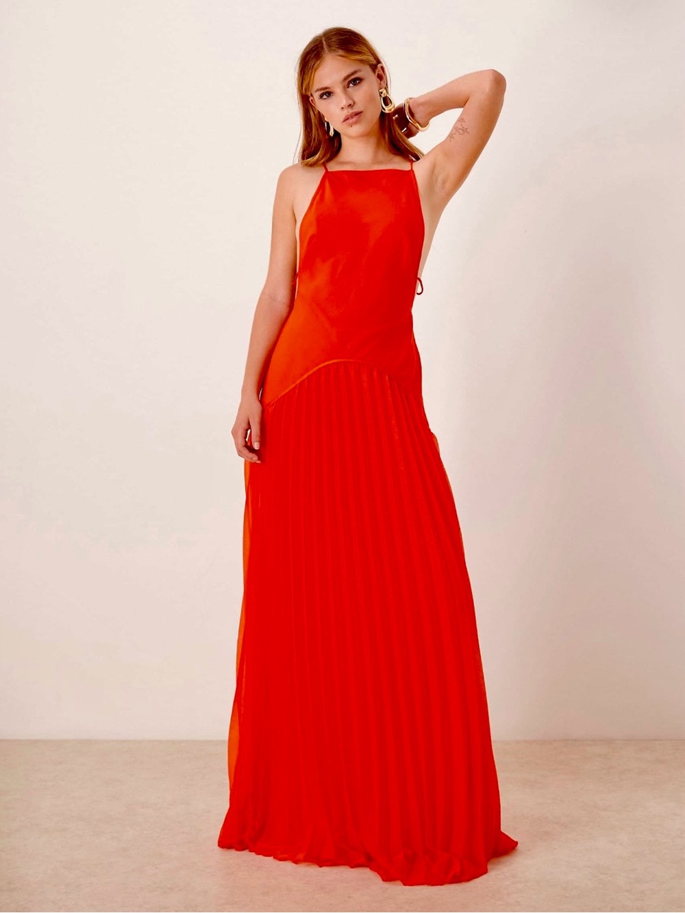 ASOS DESIGN square neck dropped waist maxi dress with pleated skirt